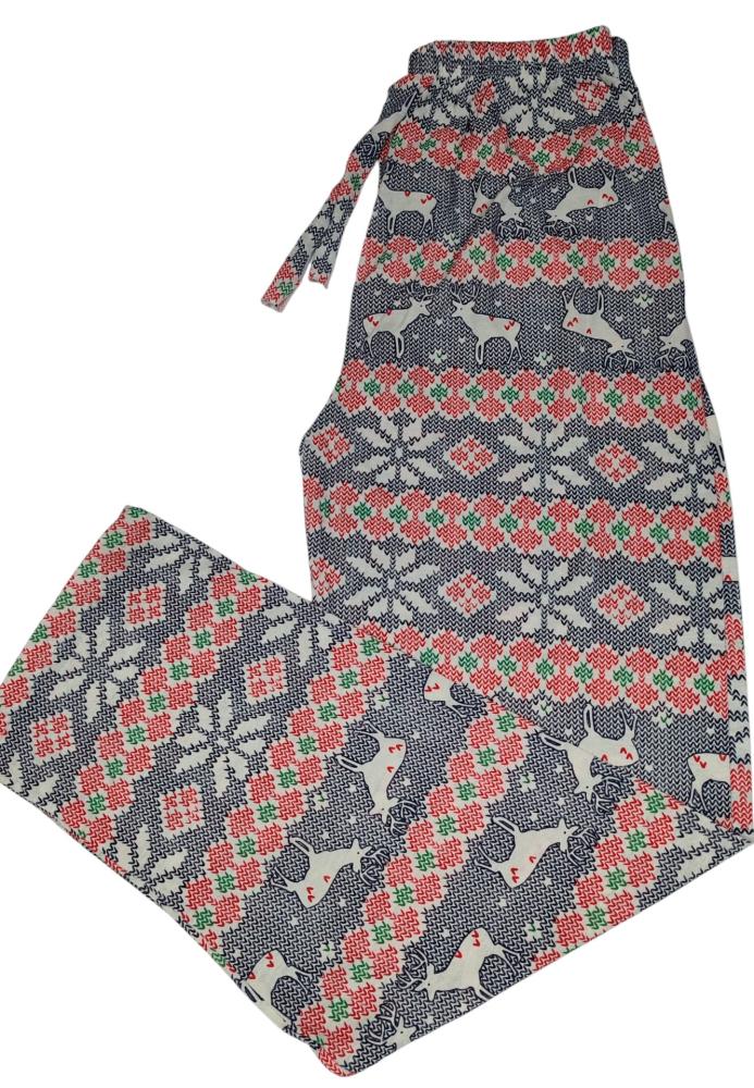 Pantaloni pijama dama Craciun,Culoare Albastru cu Rosu ,Engros